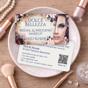 Luxus Purpur Elfenbein Floral Braut Make-up-Artist Visitenkarte