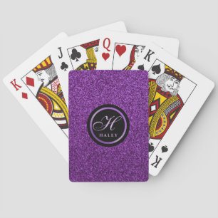 Luxus Purpur Glitzer Monogramm Anfangsbuchstabe Spielkarten