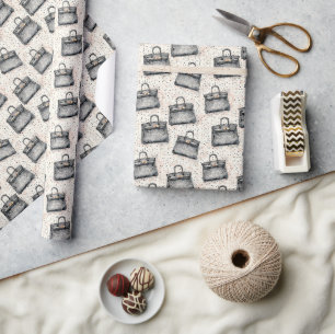 Luxus-Python-Handtaschenmuster auf rosa gesprenkel Geschenkpapier