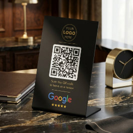 Luxus-QR-Code-Logo in Schwarz und Gold für Google- Sockelschild