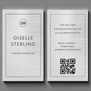 Luxus-QR-Code mit modernem Metall-Monogramm Visitenkarte