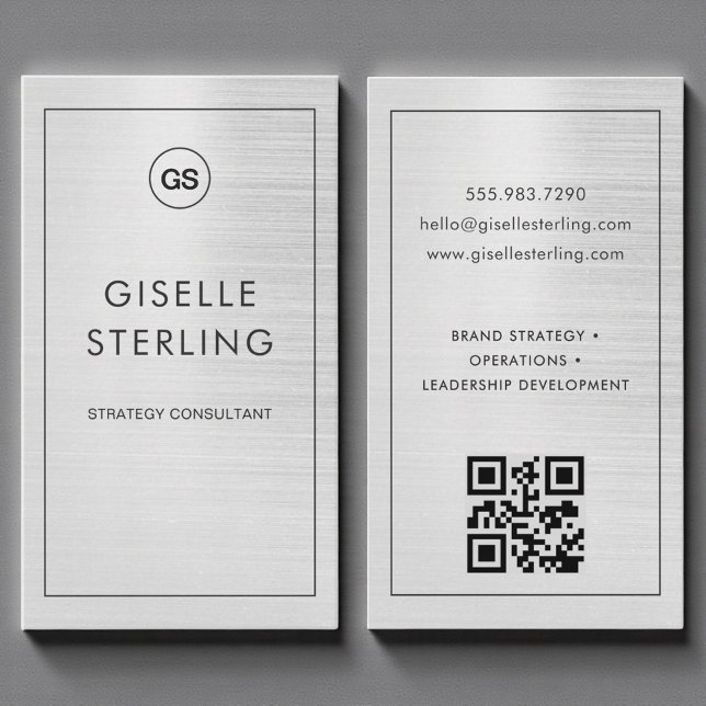 Luxus-QR-Code mit modernem Metall-Monogramm Visitenkarte (Von Creator hochgeladen)