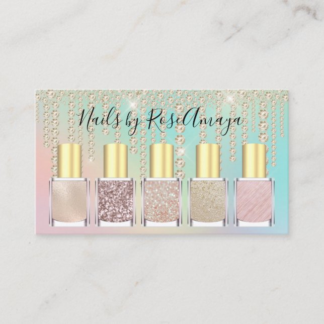 Luxus Rainbow Diamond Tropfen Nail Polnisch Visitenkarte (Vorderseite)