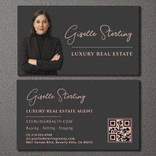 Luxus Real Anwesen Blush Pink QR Code Script Visitenkarte
