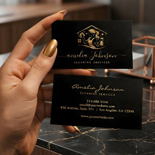 Luxus-Reinigungsdienst   Gold Housekeeping-Logo   Visitenkarte