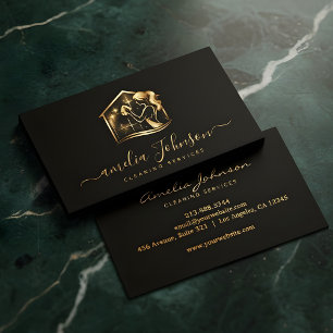 Luxus-Reinigungsdienst   Gold Housekeeping-Logo Visitenkarte