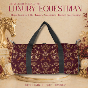 Luxus-Reitsport Burgund und Gold Duffle Bag