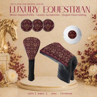 Luxus-Reitsport Burgund und Gold Golf Headcover