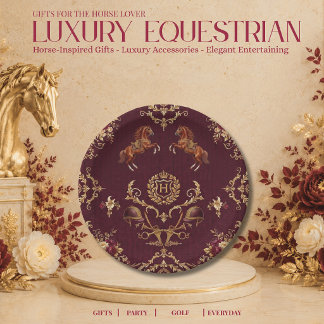 Luxus-Reitsport Burgund und Gold Pappteller