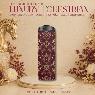 Luxus-Reitsport Burgund und Gold Thermosbecher