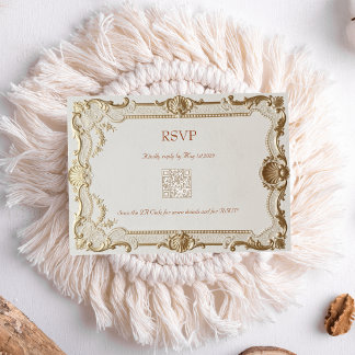 Luxus-Rokoko-Elegant-Französische-Spitze-Hochzeits RSVP Karte
