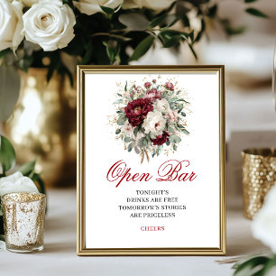 Luxus-Rosa-Burgunder-Farben-Open-Bar-Hochzeitspost Poster