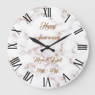 Luxus-Rosa-Glitter-Pink-Weiß-Marmor-Anpassung Große Wanduhr