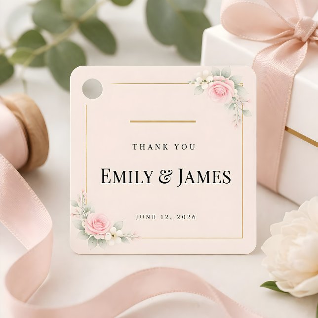 Luxus-Rosa Hochzeit Geschenkanhänger (Luxury blush wedding themed favor tag)