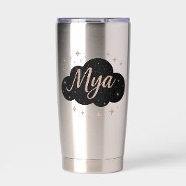 Luxus Rosa Rose Gold & Obsidian Crystal Tumbler Thermobecher