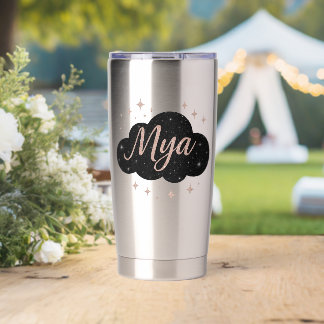 Luxus Rosa Rose Gold & Obsidian Crystal Tumbler Thermobecher
