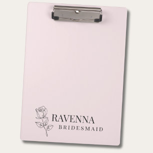 Luxus-Rosa-Rosé-Linienkunst Individueller Name Klemmbrett