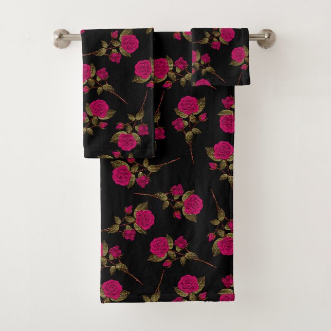 Luxus Rosa Rose Popular Floral Badhandtuch Set (Insitu)