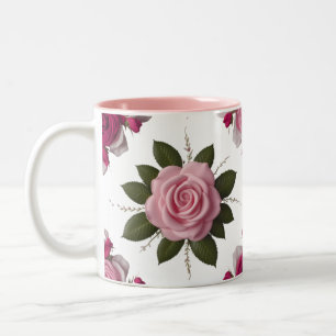 Luxus-Rosa- und Fuchsia-Rosen-Zweifarben-Tasse Zweifarbige Tasse