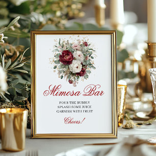 Luxus-Rosé-Burgunder-Mimosa-Bar-Plakat-Dekor Poster