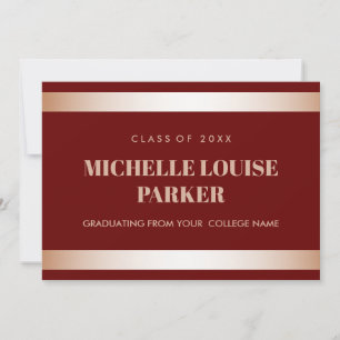 Luxus Rose Gold Burgundy Foto Abschluss Einladung