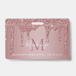 Luxus Rose Gold Dripping Glitzer Monogram Foto Ausweis