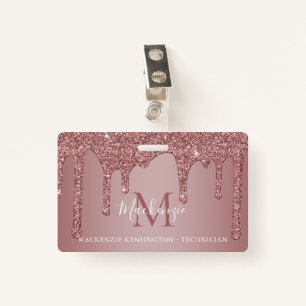 Luxus Rose Gold Dripping Glitzer Monogram Foto Ausweis