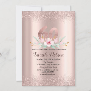 Luxus Rose Gold Glitzer Aquarell Blume Einladung