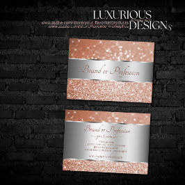 Luxus Rose Gold Glitzer Stars Silver Deco Border Visitenkarte