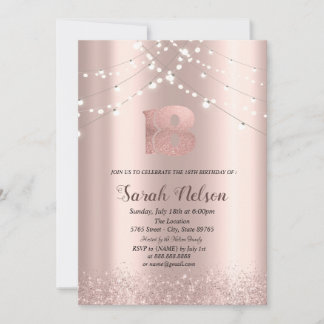Luxus Rose Gold Glitzer String Lights Einladung
