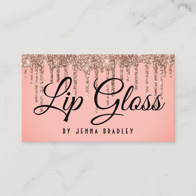 Luxus Rose Gold Glitzer Tropfen Lip Gloss Visitenkarte (Vorderseite)