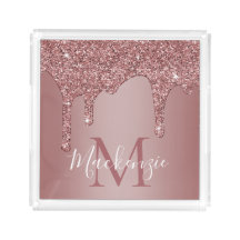 Luxus Rose Gold Glitzer Tropfen Monogram