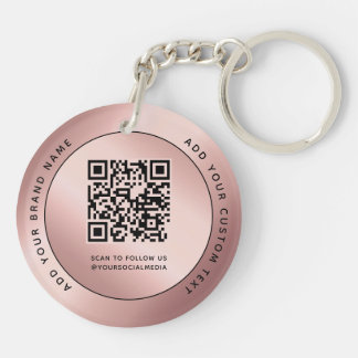 Luxus Rose Gold Metallic Logo QR Code Schlüsselanhänger