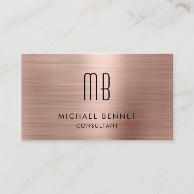 Luxus Rose Gold Metallic Monogram Consultant Visitenkarte (Vorderseite)