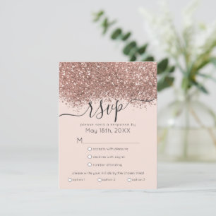 Luxus Rose Gold Pink Glitzer Confetti Wedding RSVP Karte