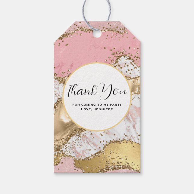 Luxus Rose Gold Pink Marmor Party Vielen Dank Geschenkanhänger (Vorderseite)