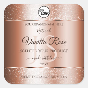 Luxus Rose Gold Soft Glitzer Logo Quadratischer Aufkleber
