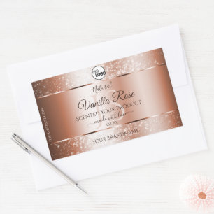 Luxus Rose Gold Soft Glitzer Logo Rechteckiger Aufkleber