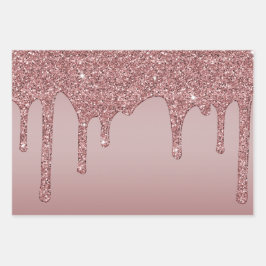 Luxus Rose Gold Sparkle Glam Glitzer Tropfen Geschenkpapier Set