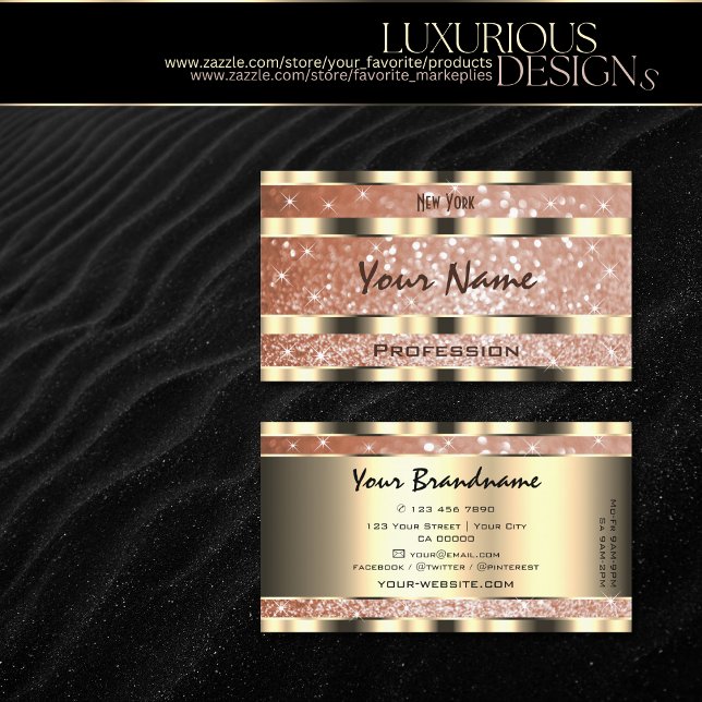 Luxus Rose Gold Sparkle Glitzer Klassisch Golden Visitenkarte (Von Creator hochgeladen)