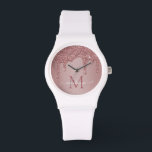 Luxus Rose Gold Sparkle Glitzer Tropfen Monogramm Armbanduhr<br><div class="desc">Girly Rose Gold Sparkle Glitzer Tropfen Monogram Watch mit Mode Imitate rot Rosa/Rose Gold Glitzer Tropfen auf einem schicken Hintergrund mit Ihrem eigenen Monogramm und Namen. Designed by Cedar and String. Um weiter zu personalisieren, klicken Sie bitte auf den Link "Weiter anpassen" und verwenden Sie das Design-Tool, um das Design...</div>