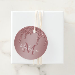 Luxus Rose Gold Sparkle Glitzer Tropfen Monogramm Geschenkanhänger