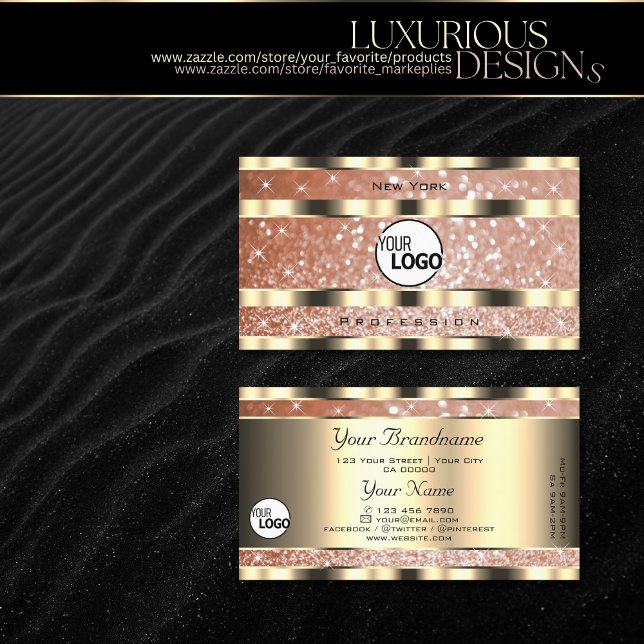 Luxus Rose Gold Sparkle Glitzer und Logo Golden Visitenkarte (Von Creator hochgeladen)