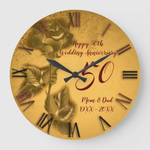 Luxus Rose Happy Gold 50 Jahre Jubiläum Große Wanduhr