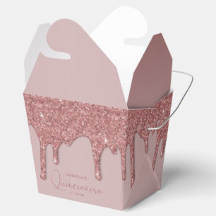 Luxus-Roségold-Funkel-Glitzer-Tropfen Quinceanera Geschenkschachtel