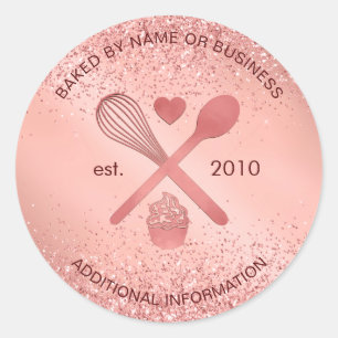 Luxus-Roségold-Glitter-Bäckerei-Cupcake-Gebäck Runder Aufkleber