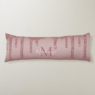 Luxus-Roségold-Glitter-Tropf-Monogramm Seitenschläferkissen