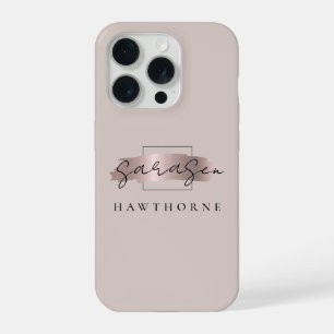 Luxus-Roségold-Monogramm Eleganter Pinselstrich iPhone 15 Pro Hülle