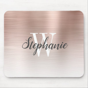 Luxus-Roségold-Ombre-gebürstetes Metall-Monogramm Mousepad