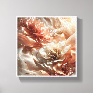 Luxus-Roségold-Seidenblumen - Abstrakter Fluid Flo Leinwanddruck